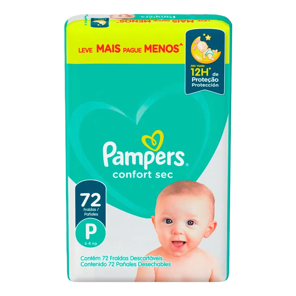 Fraldas Pampers Confortsec Super Bag P 72 Un