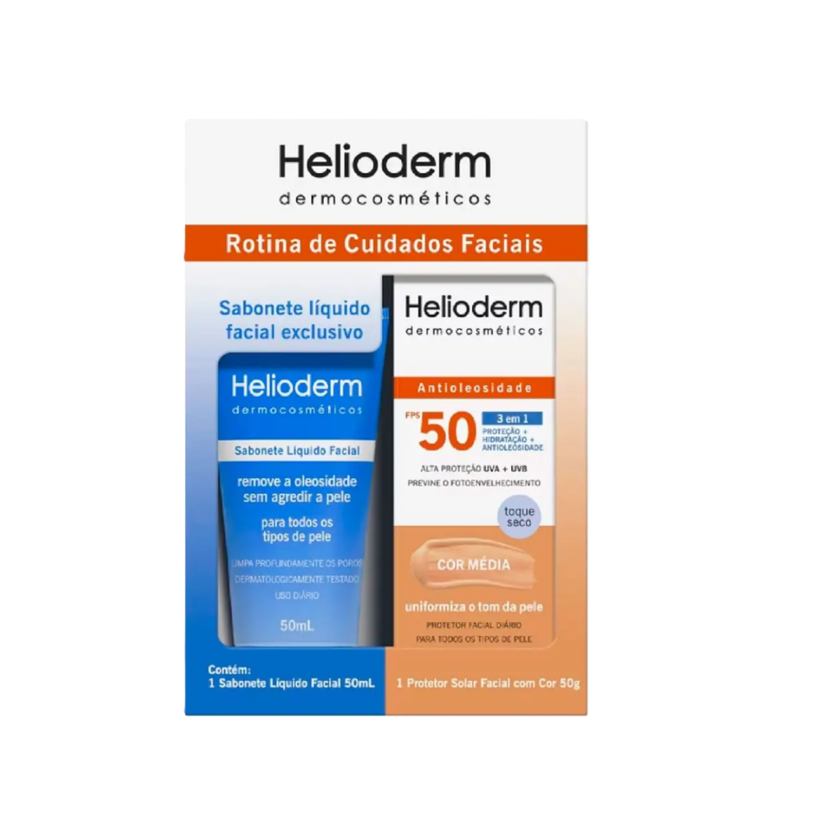 Kit Prot Solar Facial Helioderm Sab Liq+ Cor Fps50 50 Ml