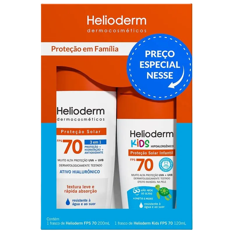 Kit Prot Solar Helioderm Corpo Fps70+Fps70 120 Ml