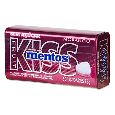 Drops Mentos Kiss Morango Lata 50 Un