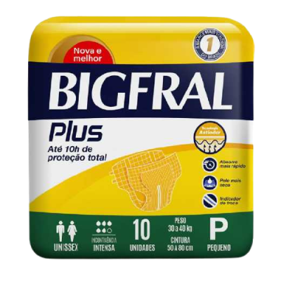 Fralda Bigfral Plus P 10 Tiras Acima 70 Kg